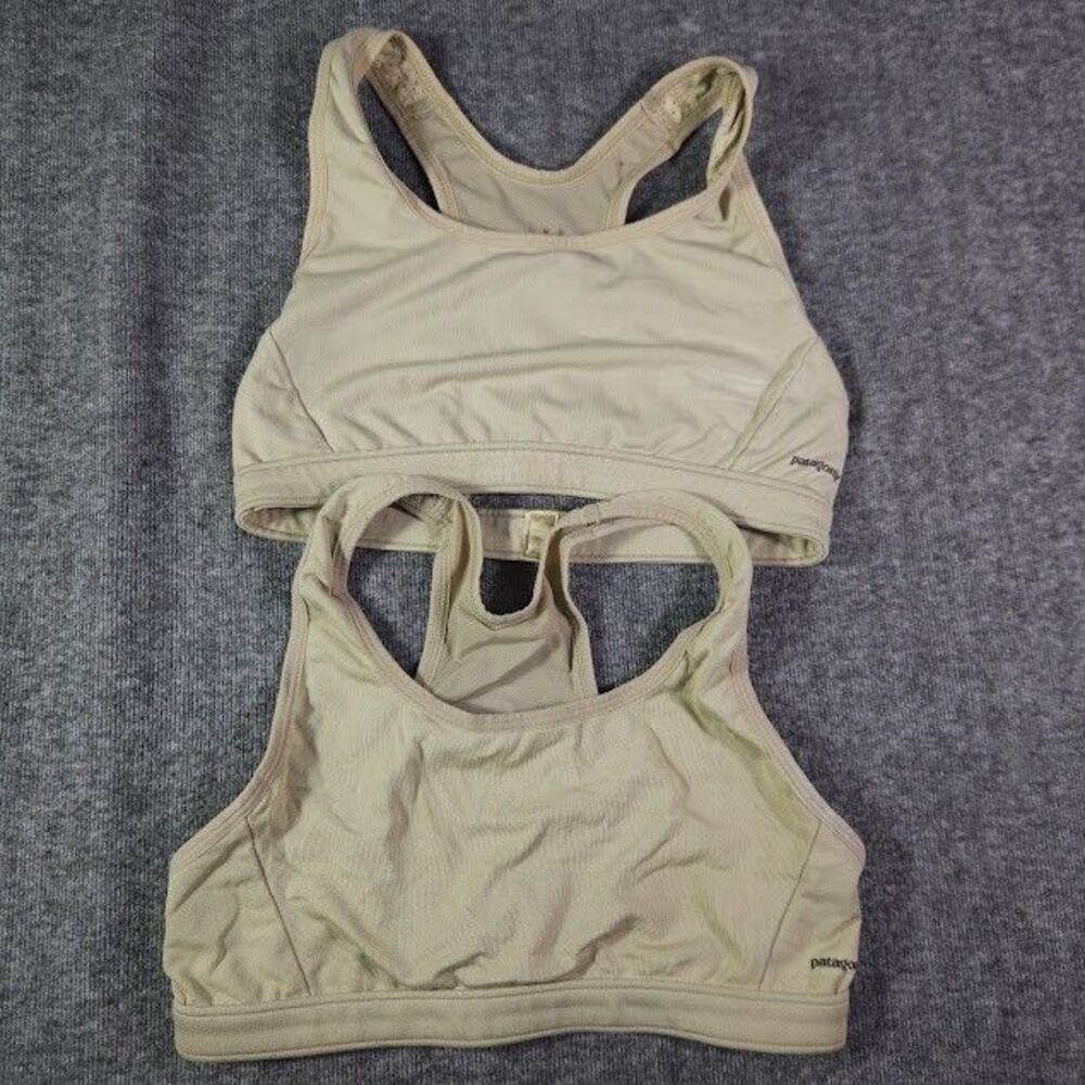 Lot of 2 Patagonia Capilene Women's Sports Bra Tan Size Medium Army Gorpcore